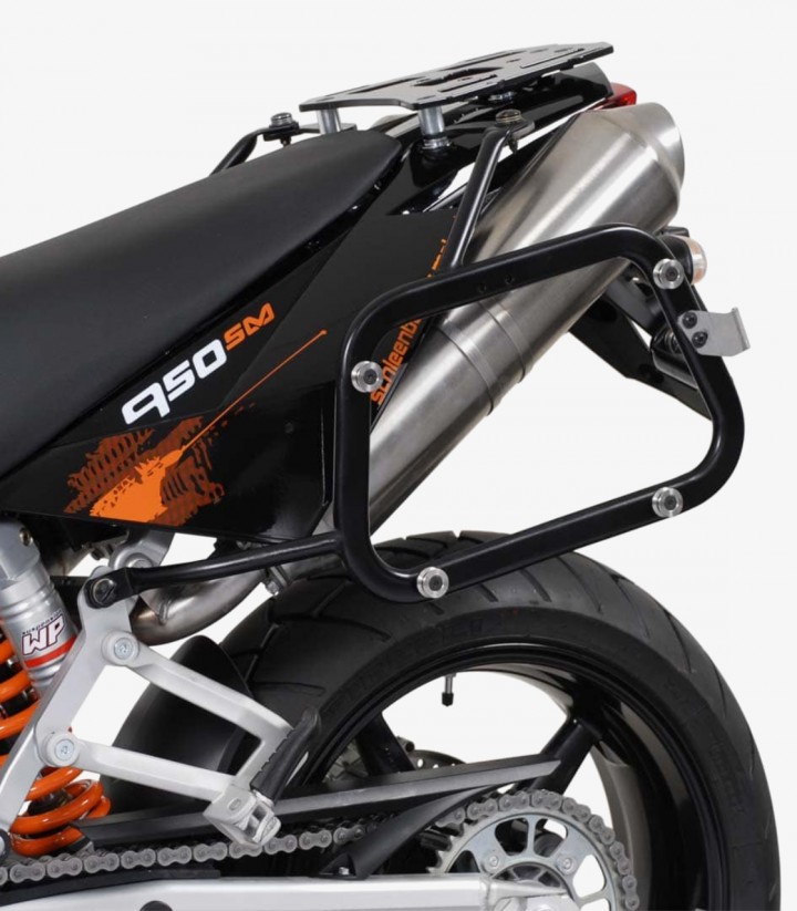 SW-MOTECH AERO ABS 25/25 L Side Cases with Carrier for KTM 950 Supermoto (05-07), 990 SM (07), 990 SM R (07-13)/T (08-14) Bla...