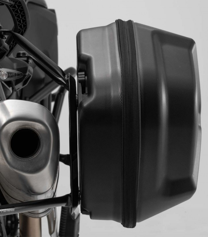 SW-MOTECH AERO ABS 25/25 L Side Cases with Carrier for KTM 950 Supermoto (05-07), 990 SM (07), 990 SM R (07-13)/T (08-14) Bla...