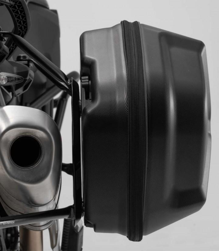 Seitenkoffer mit Träger AERO ABS Schwarz 25/25 L Yamaha XJR 1200 (95-99), XJR 1300 (98-14) SW-MOTECH KFT.06.435.60100/B