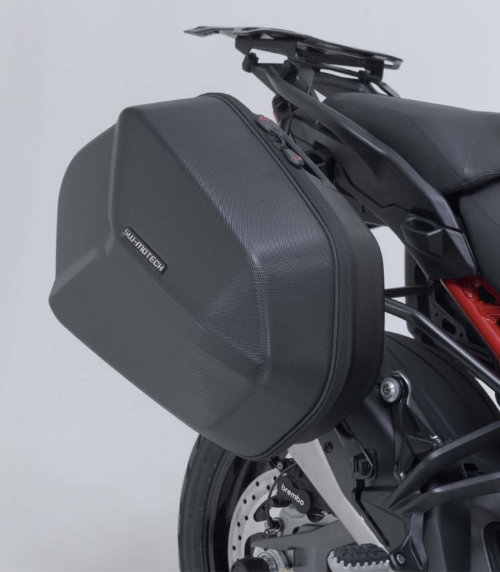 SW-MOTECH AERO ABS 25/25 L Side Cases with Carrier for Ducati Multistrada V4 (20-24) Black KFT.22.822.60102/B KFT.22.822.60102/B