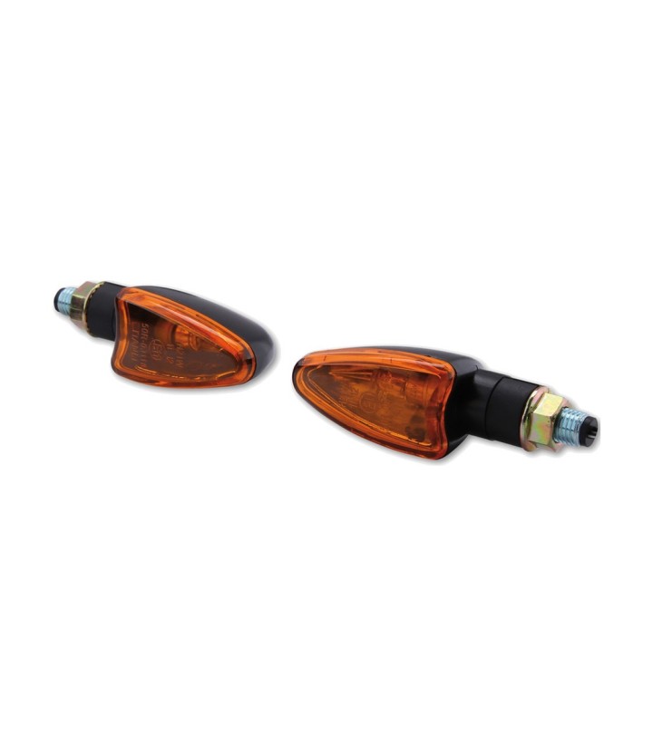 Blinker Highsider Arrow Mini Schwarz mit orangefarbenem Glas