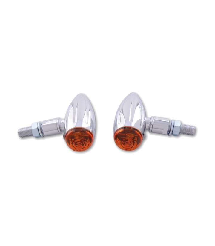 Blinker Highsider Micro-Bullet Verchromt mit orangefarbenem Glas