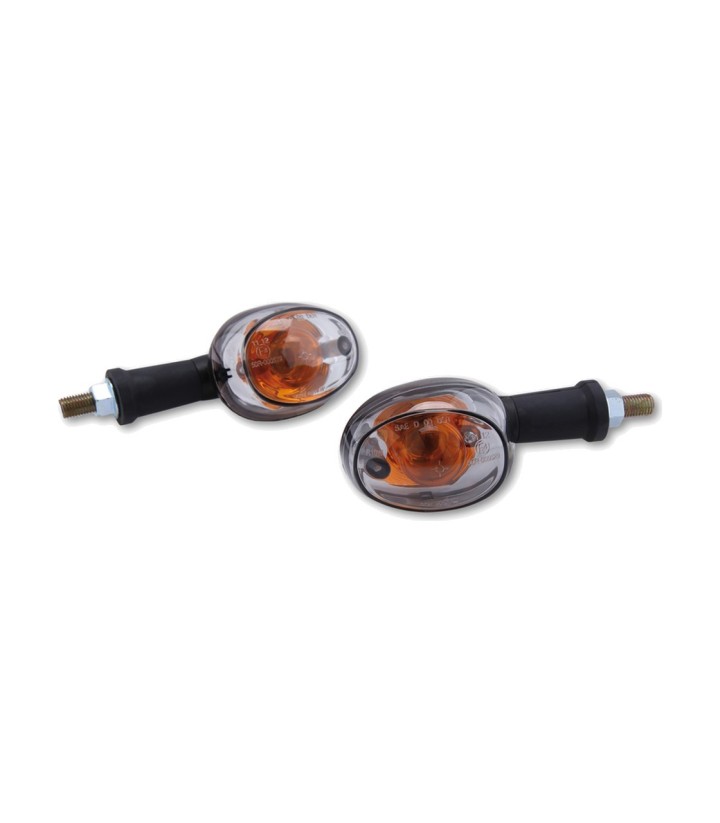 Blinker Highsider Oval Schwarz mit klarem Glas