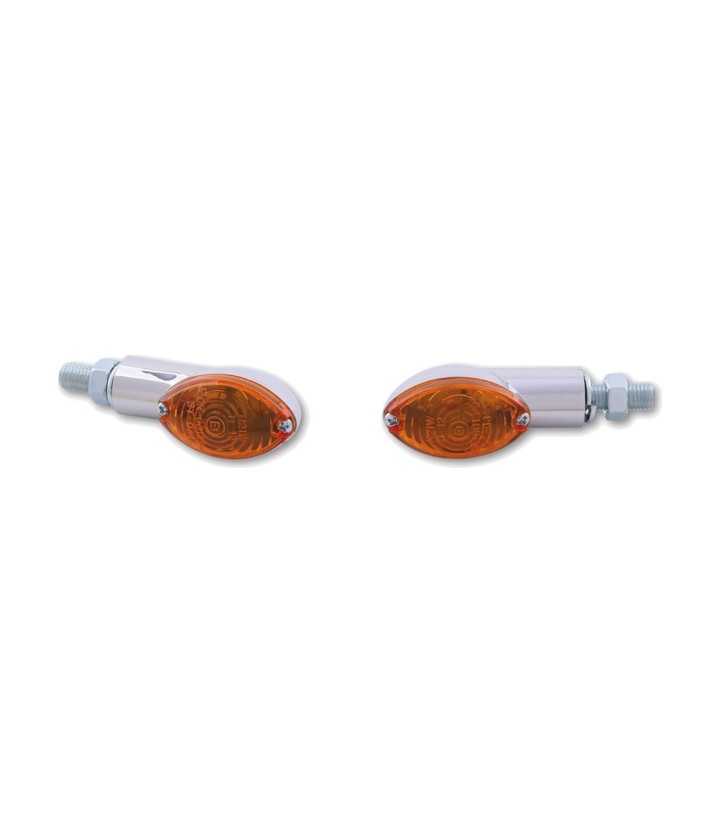 LED-Blinker Highsider Cateye Verchromt mit orangefarbenem Glas
