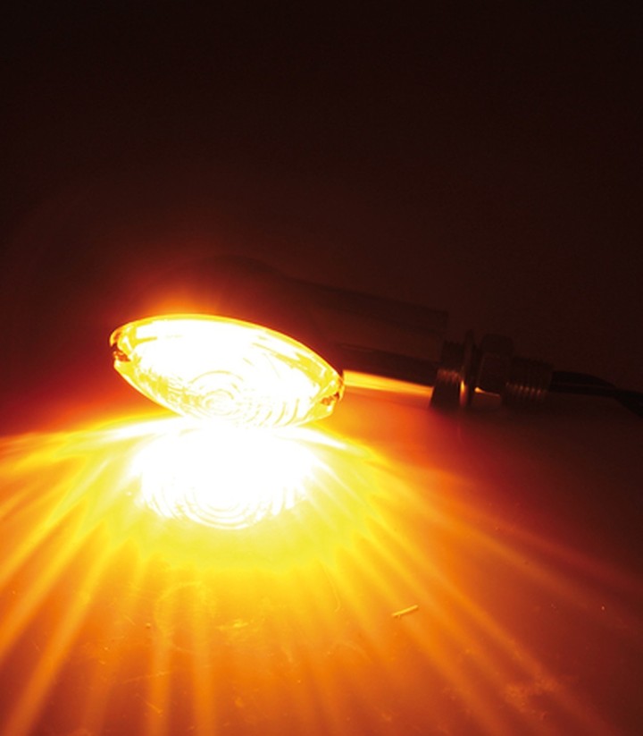 LED-Blinker Highsider Cateye Verchromt mit orangefarbenem Glas