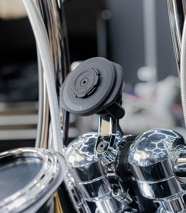 Support de guidon long Quad Lock Pro chromé pour Fatbar et custom