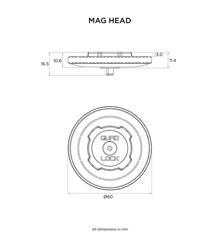 Tête standard Quad Lock MAG