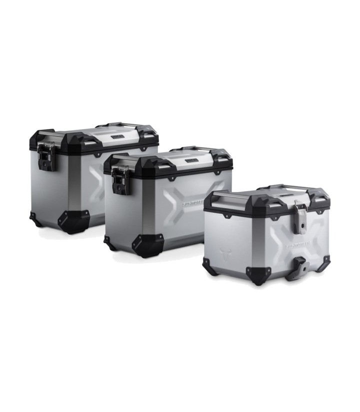Pack Maletas Laterales + Baúl 38 L TRAX ADV en Plateado + Soportes Yamaha Tracer 7 (21-25) SW-MOTECH ADV.06.593.75000/S