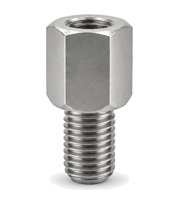 Adaptador de Retrovisor Highsider de Rosca Derecha M10 a Rosca Derecha M8 en Cromado