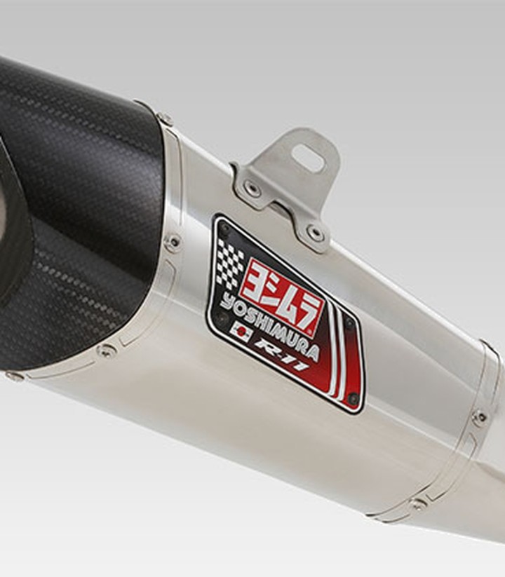 Yoshimura R-11 MotoGP Homologated Exhaust Stainless with Carbon End Cap for Suzuki GSX-R 1000 (12-16) 1a0-519-5e50