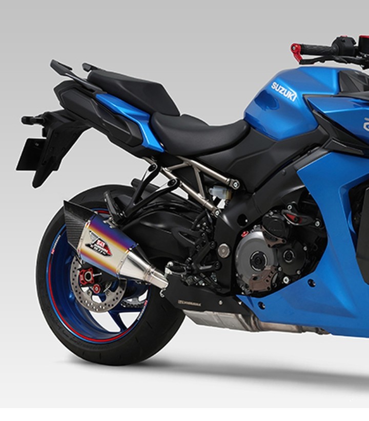 Yoshimura R-11Sq Exhaust Blue Titanium with Carbon End Cap for Suzuki GSXS 1000 (22-26) 110-19e-l16g1