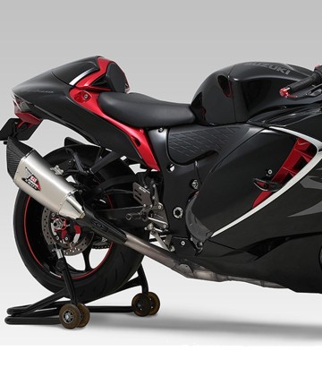 Yoshimura R-11Sq Homologated Exhaust Satin Stainless with Carbon End Cap for Suzuki GSX 1300 R Hayabusa (21-26) 1f0-592-l13g1