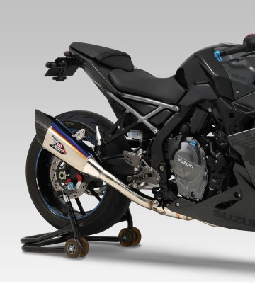 Yoshimura R-11SqR Full System Blue Titanium with Carbon End Cap for Suzuki GSX-8R (24-26), GSX-8S (23-26) 1f0-118-c16g0