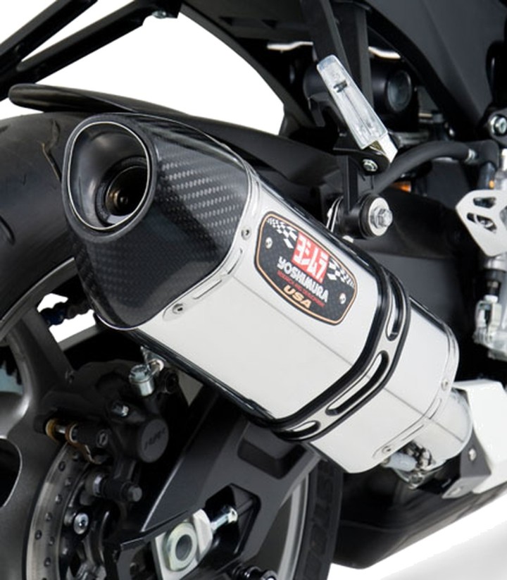 Yoshimura R-77 Trapezoidal Exhaust Stainless with Carbon End Cap for Suzuki GSX-R 600 (11-19), GSX-R 750 (11-19) 1160020520