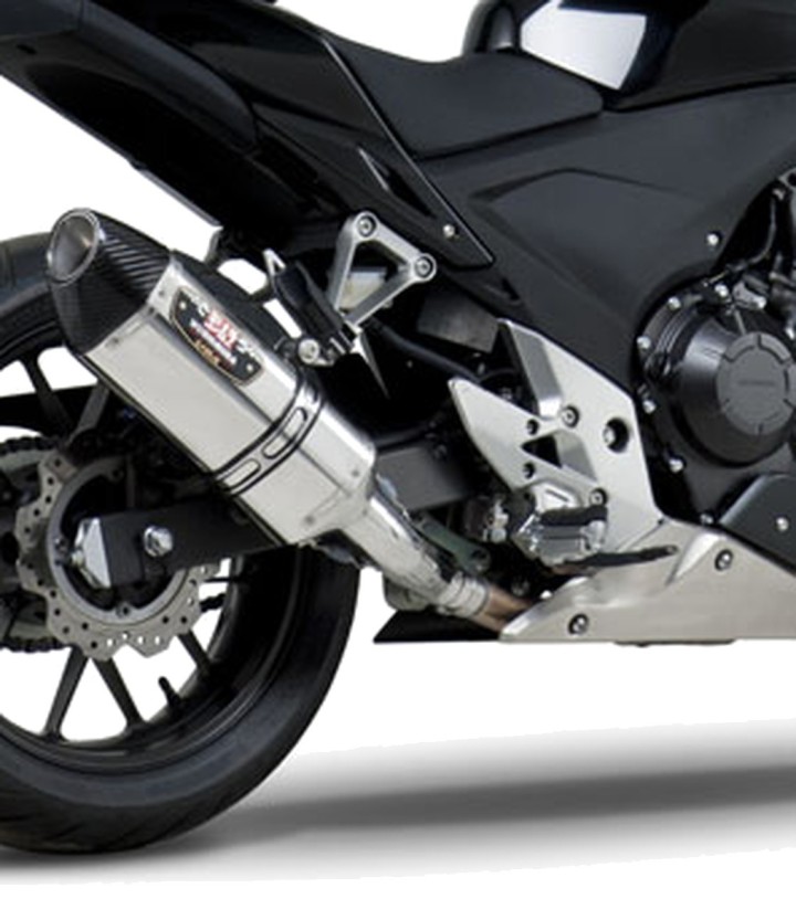Yoshimura R-77 Trapezoidal Exhaust Stainless with Carbon End Cap for Honda CB 500 F/R/X, CBR 500 R (13-15) 1250020520