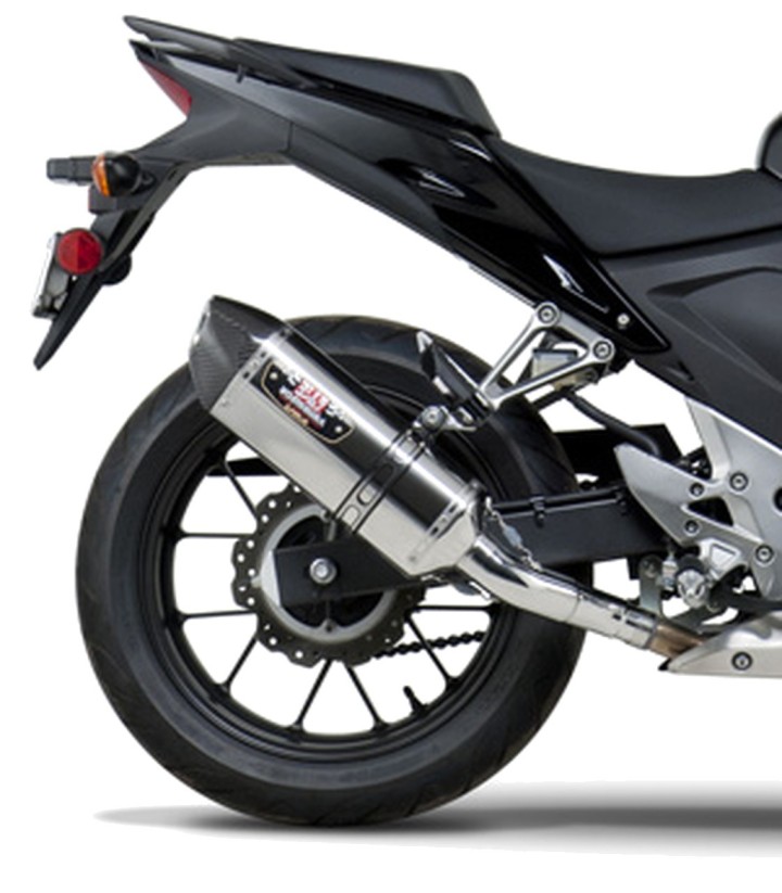 Yoshimura R-77 Trapezoidal Exhaust Stainless with Carbon End Cap for Honda CB 500 F/R/X, CBR 500 R (13-15) 1250020520