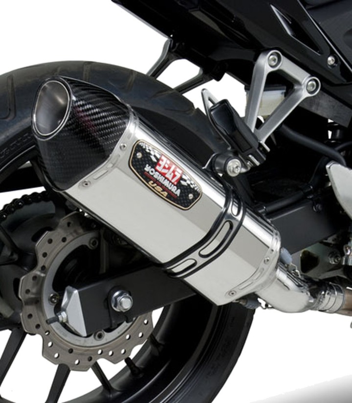 Yoshimura R-77 Trapezoidal Exhaust Stainless with Carbon End Cap for Honda CB 500 F/R/X, CBR 500 R (13-15) 1250020520