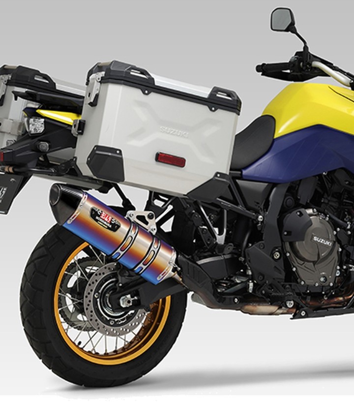 Yoshimura R-77J Exhaust Blue Titanium with Carbon End Cap for Suzuki DL 800 V Strom (23-26) 110-17a-5w80b