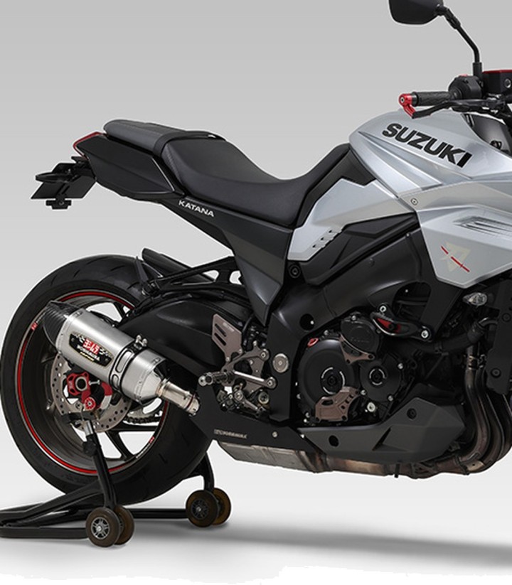 Yoshimura R-77S Homologated Exhaust Satin Stainless with Carbon End Cap for several Suzuki models 1f0-19e-5w30