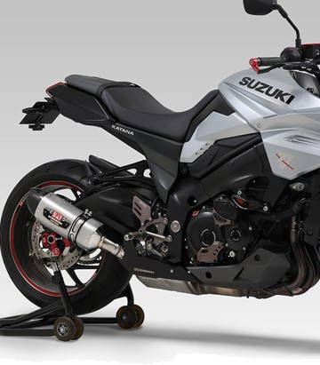 Yoshimura R-77S Homologated Exhaust Satin Stainless with Carbon End Cap for several Suzuki models 1f0-19e-5w30