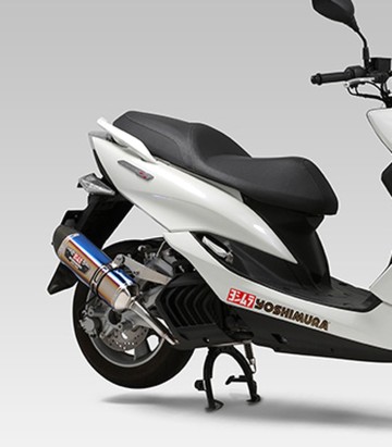 Yoshimura R-77S JMCA Full System Blue Titanium with Carbon End Cap for Yamaha XC 125 R Majesty S (14-20) 110-364-5181b