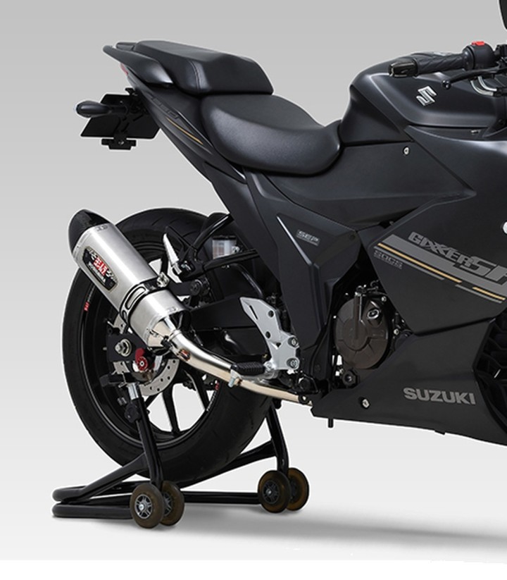 Yoshimura R-77S JMCA Full System Satin Stainless with Carbon End Cap for several Suzuki models 110a-12c-5130