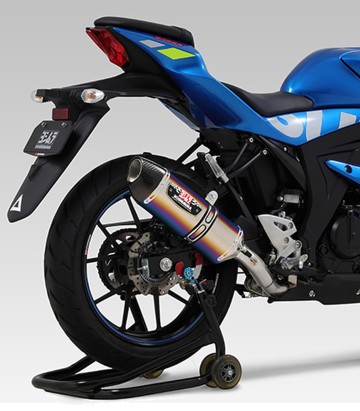 Escape completo Yoshimura R-77S JMCA Titanio azul con punta de carbono para Suzuki GSX-R 125 (18-23) 110a-525-5180b