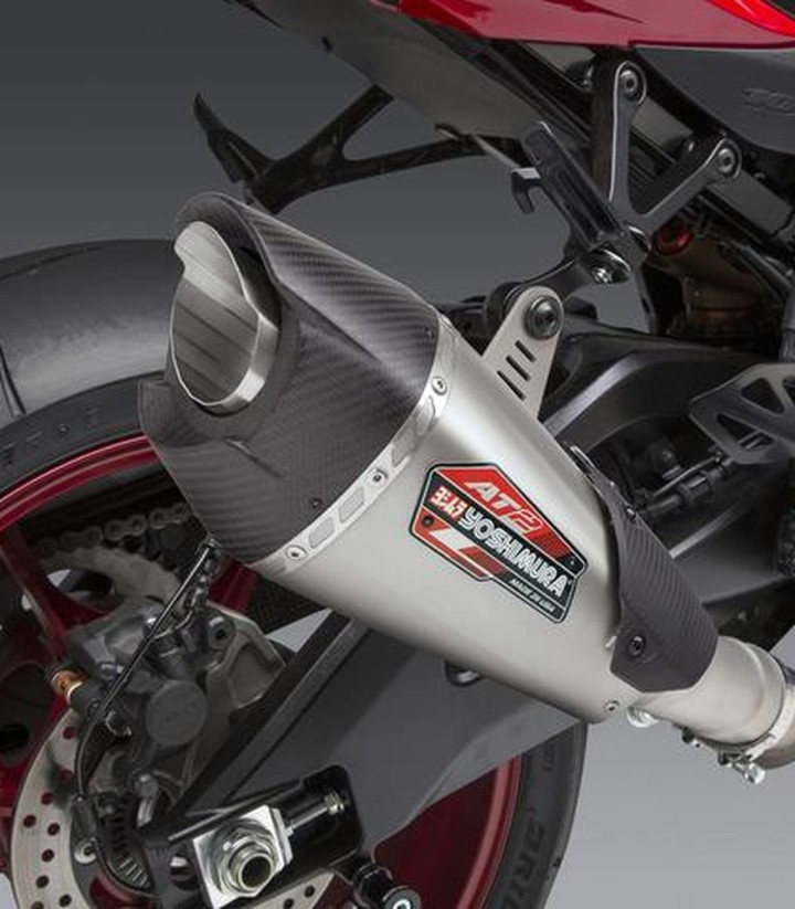 Yoshimura AT2 Exhaust Stainless with Carbon End Cap for Suzuki GSX-R 1000 (17-23) 11182bp521
