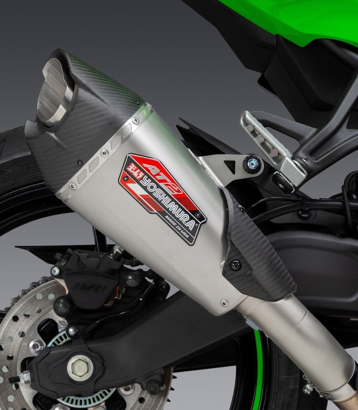 Yoshimura AT2 Exhaust Stainless with Carbon End Cap for Kawasaki ZX 4 R (23-26) 14720bp520