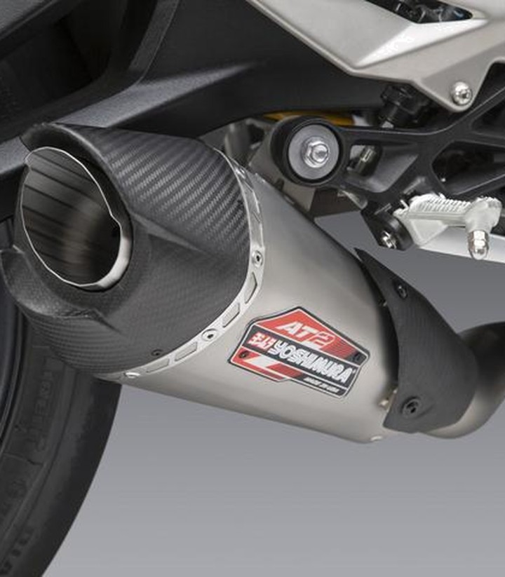 Yoshimura AT2 Exhaust Stainless with Carbon End Cap for Triumph Street Triple 765 (18-22) 19680bp521