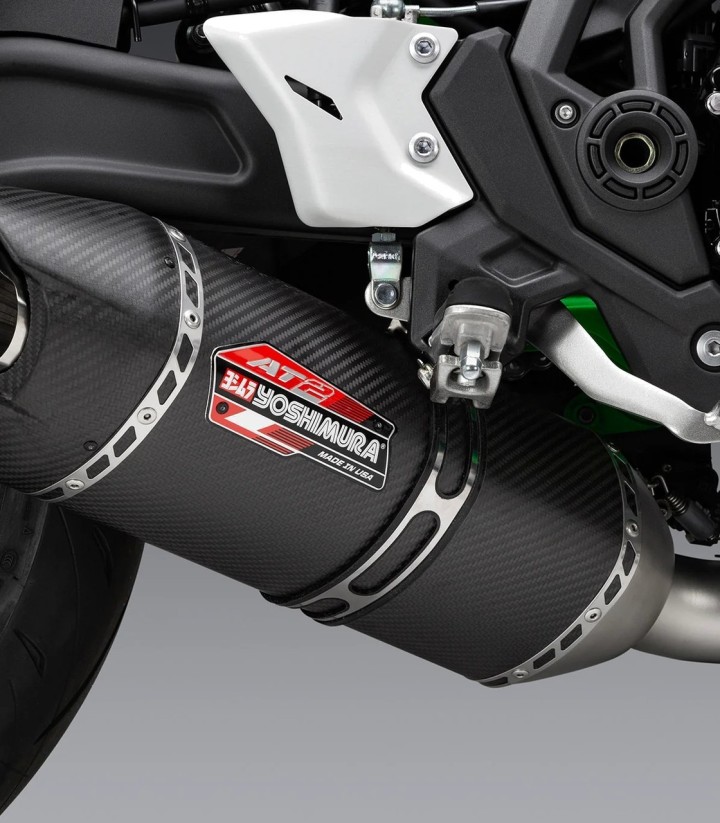 Yoshimura AT2 SS Full System Stainless with Carbon End Cap for Kawasaki Ninja 650 (17-24), Z 650 (17-24) 14651am221