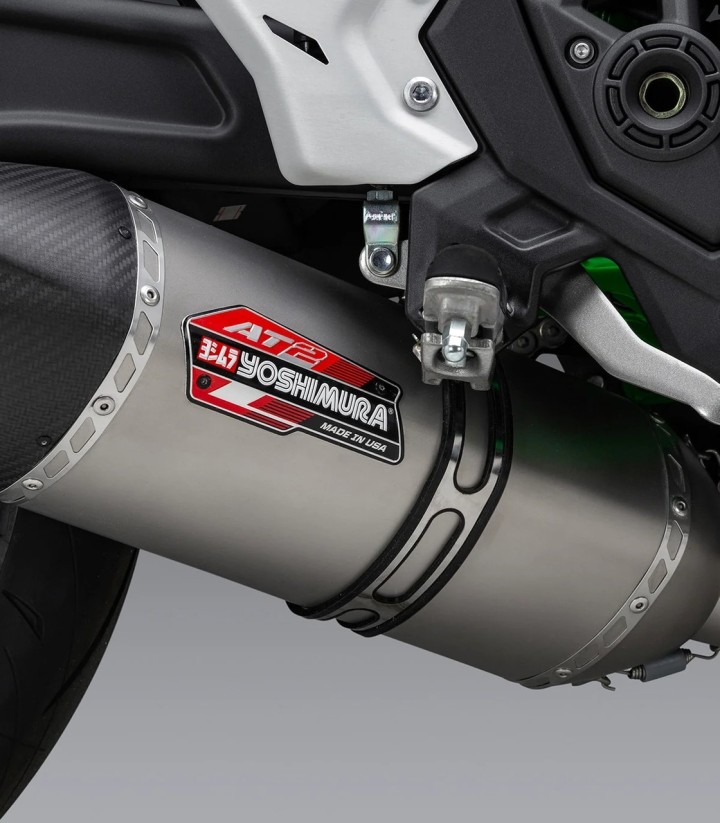 Yoshimura AT2 SS Full System Stainless with Carbon End Cap for Kawasaki Ninja 650 (17-24), Z 650 (17-24) 14651am521