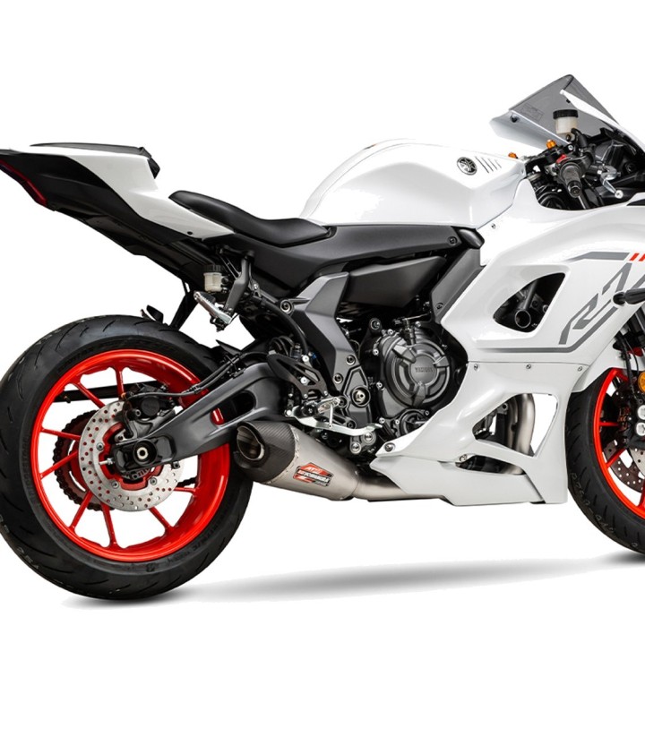 Escape completo Yoshimura AT2 Works Finish Aço com ponteira de carbono para Yamaha MT 07 (17-24), R7 (22-25) 13720ap520