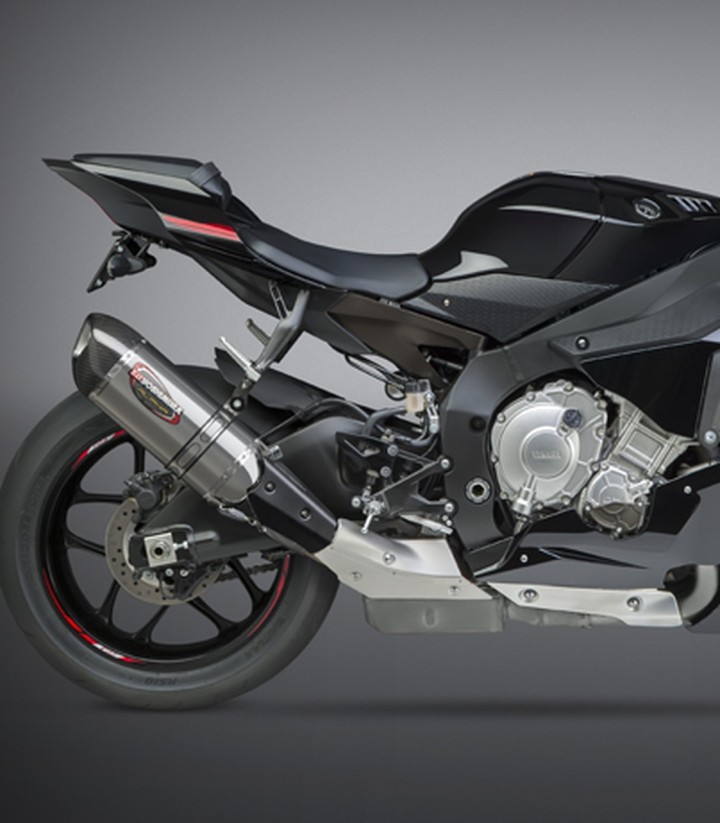 Yoshimura Alpha Exhaust Stainless with Carbon End Cap for Yamaha YZF R1 (15-20) 13141em520