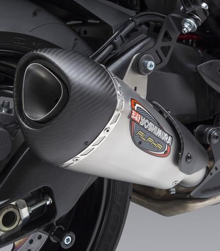 Escape Yoshimura Alpha T Works Finish Acero con punta de carbono para Suzuki GSXS 1000 Katana (19-20) 11500bp520