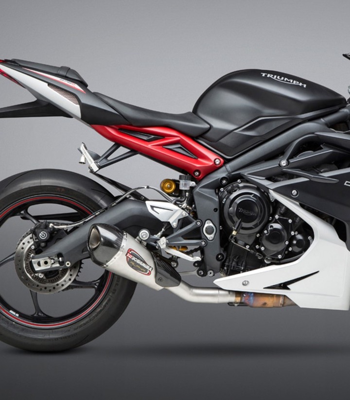 Auspuff Yoshimura Alpha T Works Finish Stahl mit Carbon-Endkappe für Triumph Daytona 675 (13-17) 19675bp520