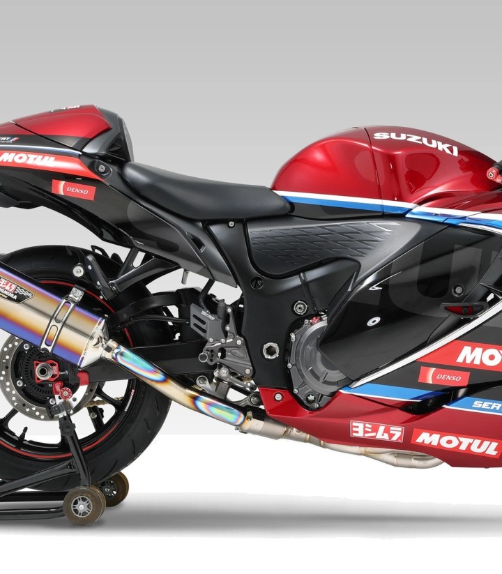 Escape completo Yoshimura Hepta Force Titânio azul com ponteira de aço para Suzuki GSX 1300 R Hayabusa (21-25) 110-592-a06c0