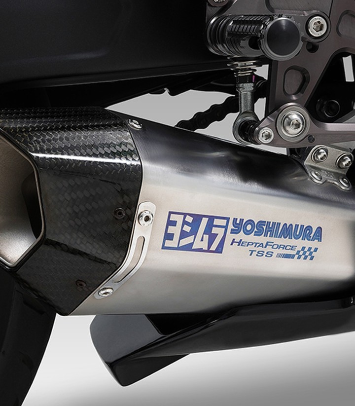 Escape completo Yoshimura Hepta Force Titanio con punta de carbono para Kawasaki ZX 25 R (21-23), ZX 4 R (23-24) 150-247-a28g0