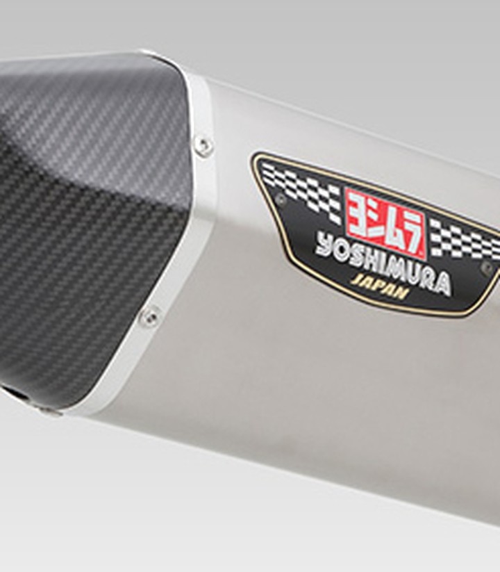 Homologierter Yoshimura Hepta Force Auspuff aus satiniertem Stahl mit Endkappe aus Carbon für verschiedene Suzuki-Modelle 1f0-19
