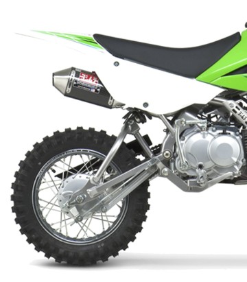 Ligne d'échappement complète Yoshimura RS-2 Oval Carbone avec embout acier pour Kawasaki KLX 110 (02-26), Suzuki DRZ 110 (03-05)