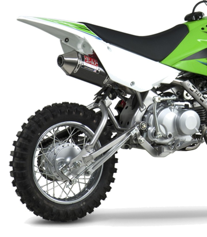 Compleet uitlaatsysteem Yoshimura RS-2 Oval Carbon met stalen eindkap voor Kawasaki KLX 110 (02-26), Suzuki DRZ 110 (03-05) 2430