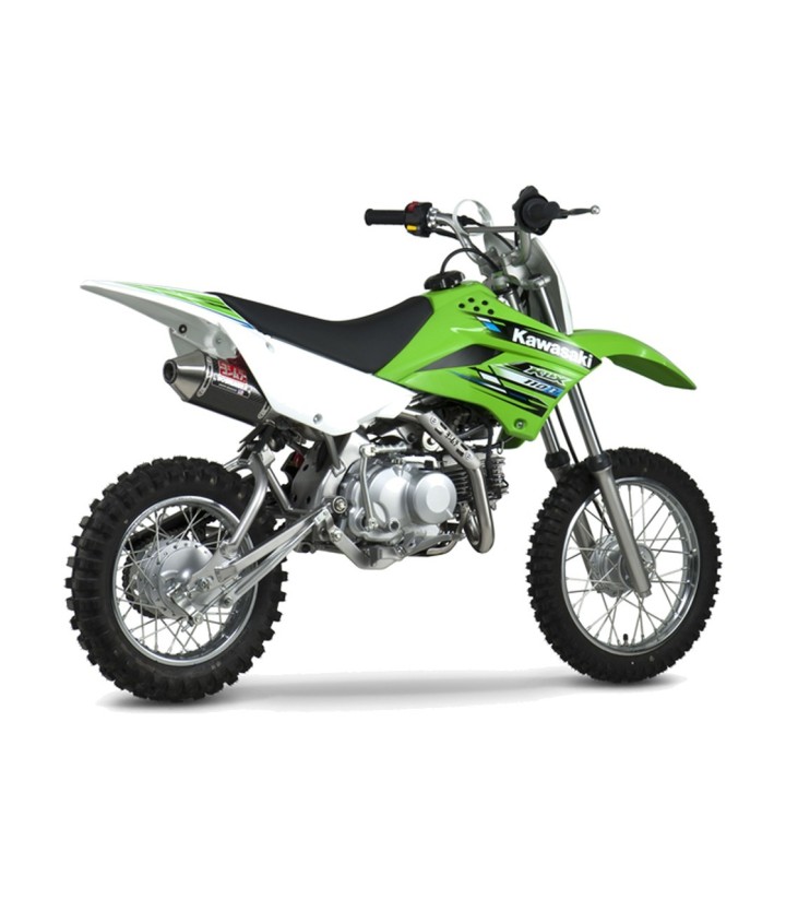 Scarico completo Yoshimura RS-2 Oval Carbonio con fondello in acciaio per Kawasaki KLX 110 (02-26), Suzuki DRZ 110 (03-05) 24305