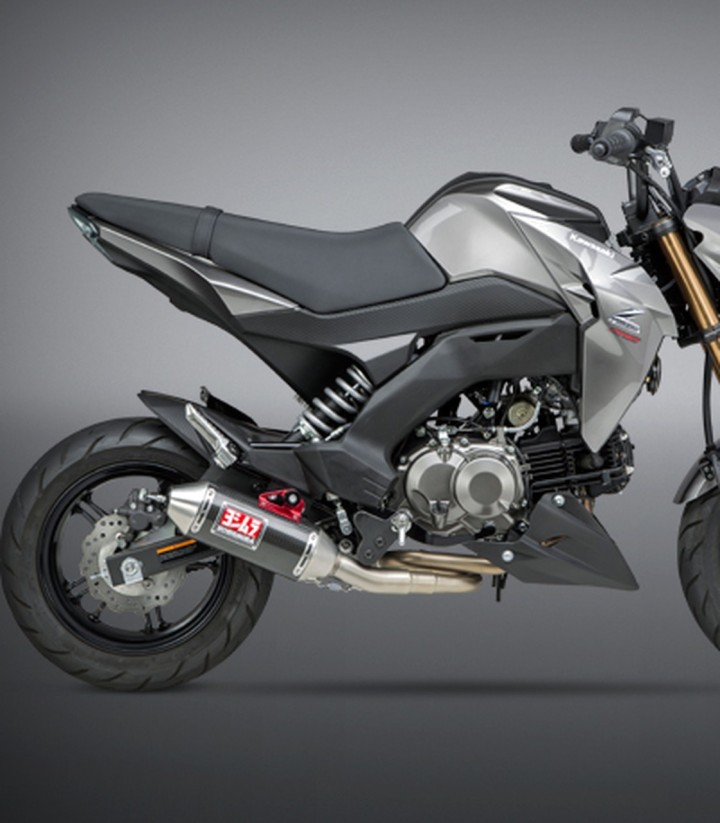 Escape completo Yoshimura RS-2 Works Finish Carbono com ponta de aço para Kawasaki Z 125 Pro (17-24) 14120ab251