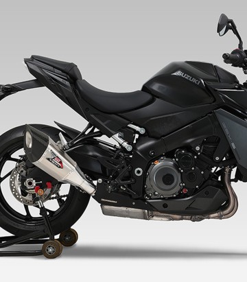 Yoshimura R-11Sq JMCA Exhaust Satin Stainless with Carbon End Cap for Suzuki GSXS 1000 (21-25) 110-19a-l13g0
