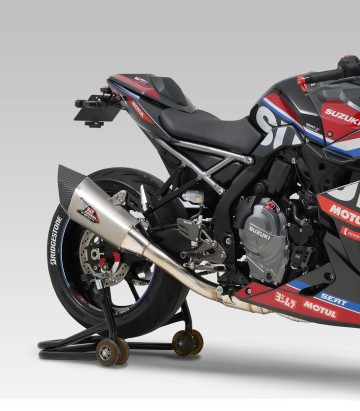Yoshimura R-11SqR Full System Satin Stainless with Carbon End Cap for Suzuki GSX-8R (24-26), GSX-8S (23-26) 1f0-118-c13g0