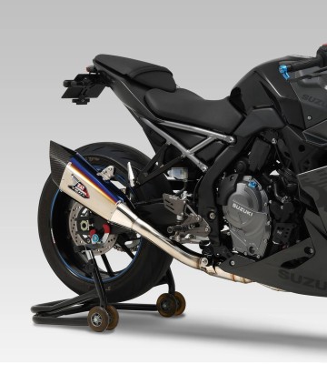 Yoshimura R-11SqR Full System Blue Titanium with Carbon End Cap for Suzuki GSX-8R (24-26), GSX-8S (23-26) 1f0-118-c16g0