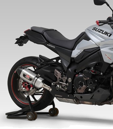 Yoshimura R-77S Homologated Exhaust Satin Stainless with Carbon End Cap for several Suzuki models 1f0-19e-5w30