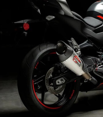 Yoshimura AT2 Exhaust Stainless with Carbon End Cap for CFMOTO NK 450 (24), SS 450 (23-24) 19450bp520