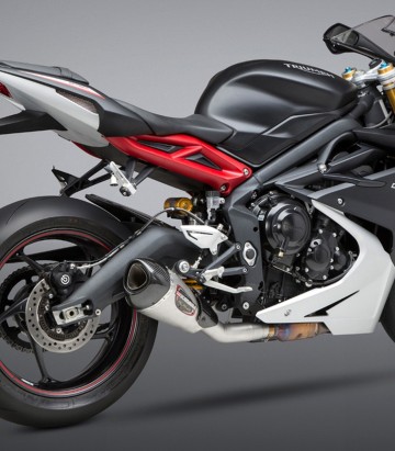 Auspuff Yoshimura Alpha T Works Finish Stahl mit Carbon-Endkappe für Triumph Daytona 675 (13-17) 19675bp520