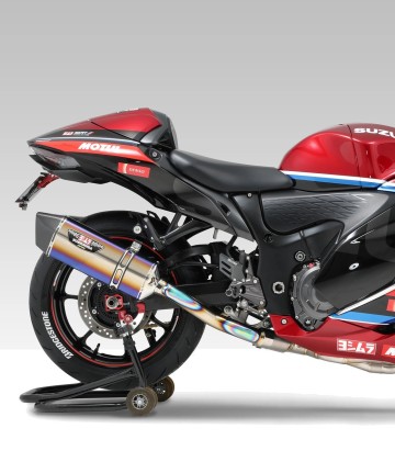 Scarico completo Yoshimura Hepta Force Titanio blu con fondello in acciaio per Suzuki GSX 1300 R Hayabusa (21-25) 110-592-a06c0